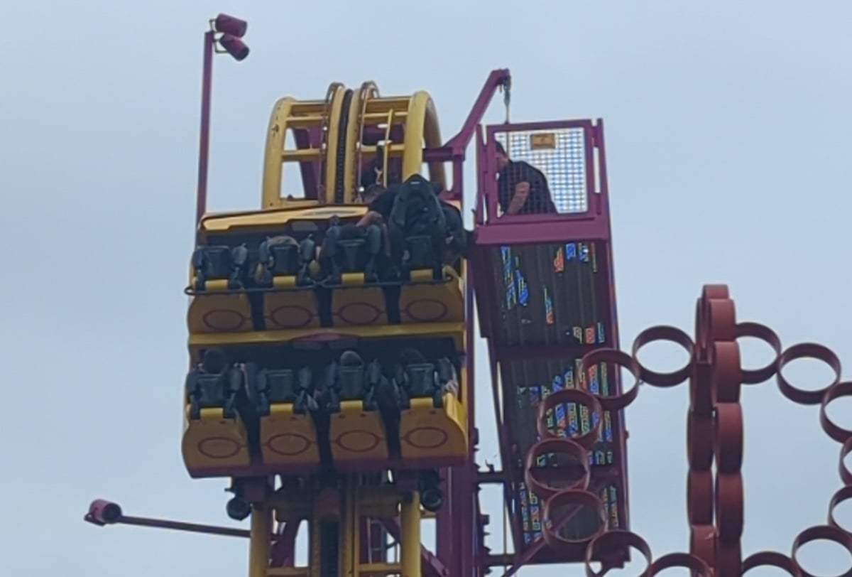 Watch Rescue of terrified riders stuck at top of UK rollercoaster